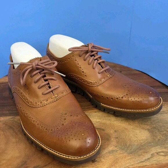 Cole Haan Zerogrand Wingtip Oxford British Tan Leather C29411 Men's 9M - Picture 11 of 12